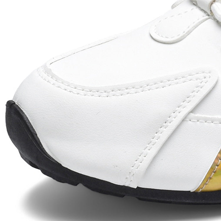 Close-up view of Fashion Colorblock Lace-up Sneakers For Men highlighting the white upper and stylish design.